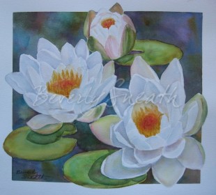 Water Lilies wc image 14 X 12.5 SOLD
