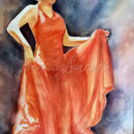 Flamenco Dancer (wc 13.5 X 20.25 outer 19.5 X 26)