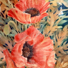 Poppies wc 12 X 20 outer 17.5 X 25.5 SOLD