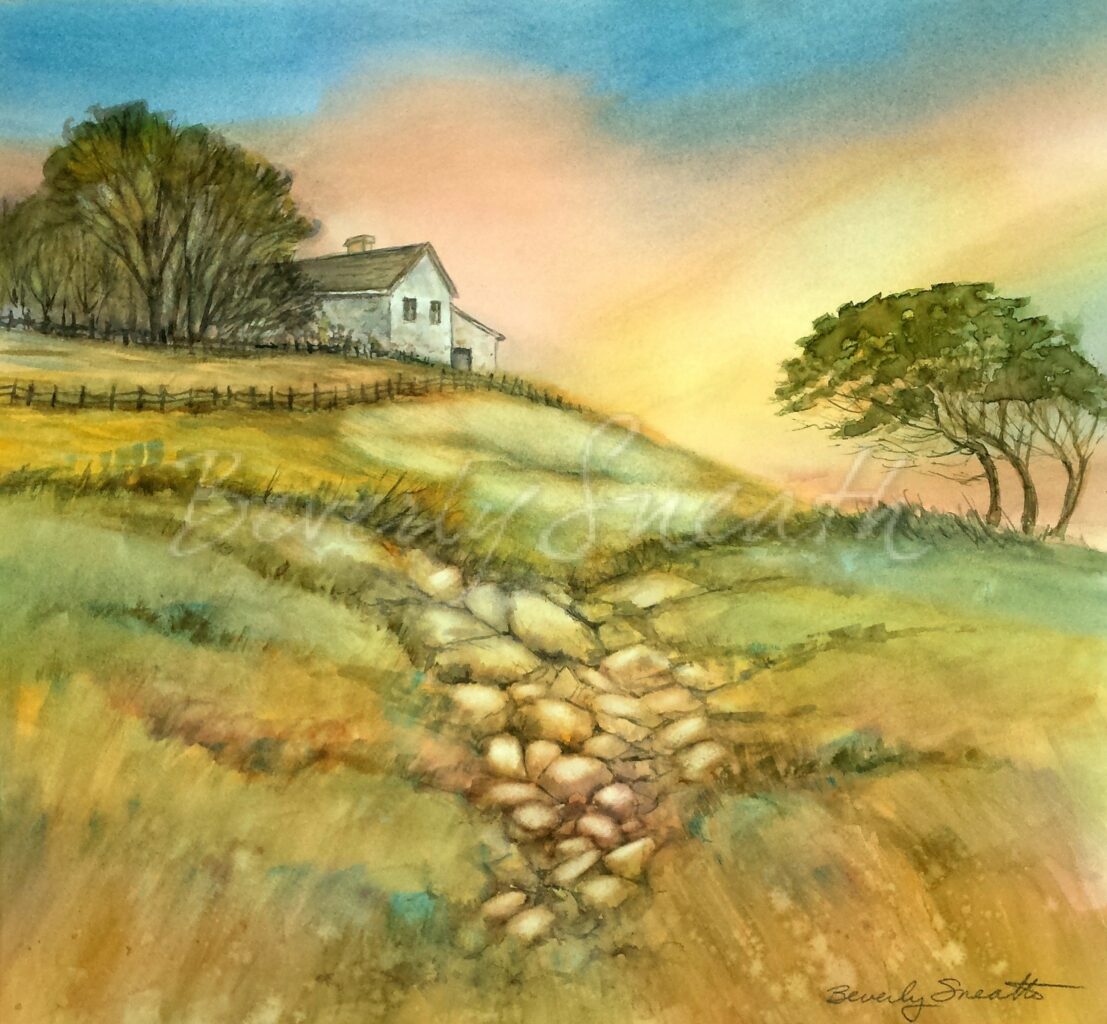 Homestead watercoloiur landscape