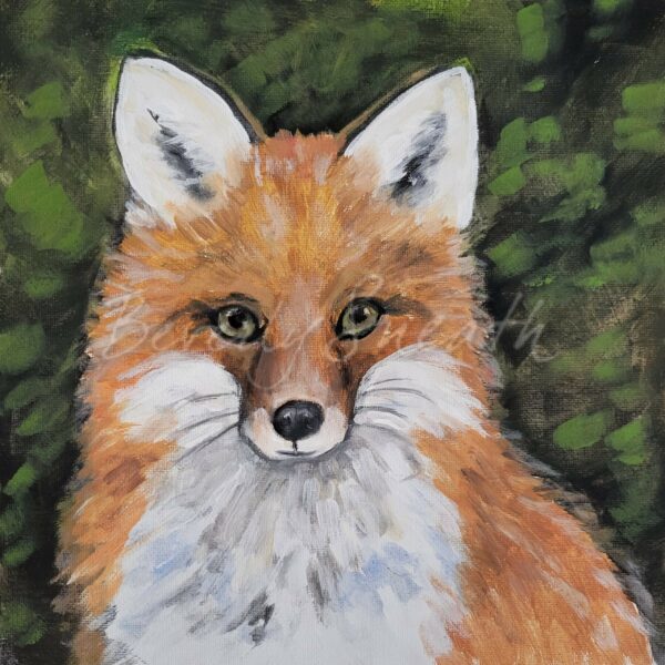 Fox painting for family paint night