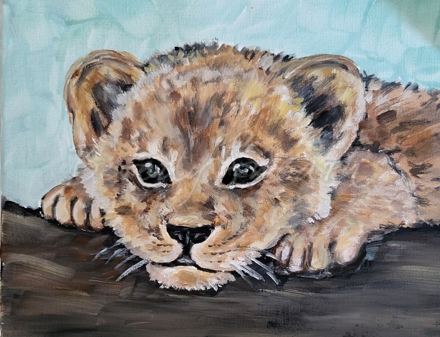 Lion Cub paint night for families adult & child